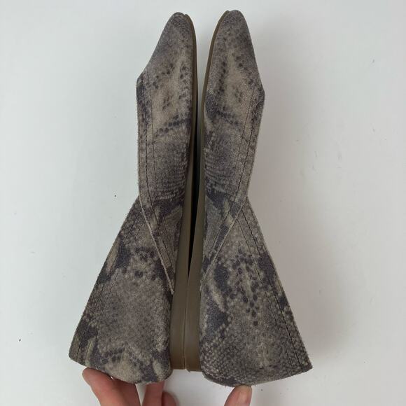Lucky Brand Sz 10 Alba Grey Suede Animal Print Ballet Flats Soft Comfy - Picture 10 of 16